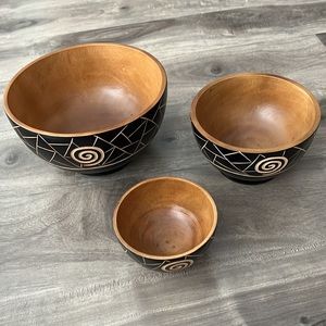 🌟HOST PICK🌟 HANDMADE nesting wooden Jamaican bowls - (3)
